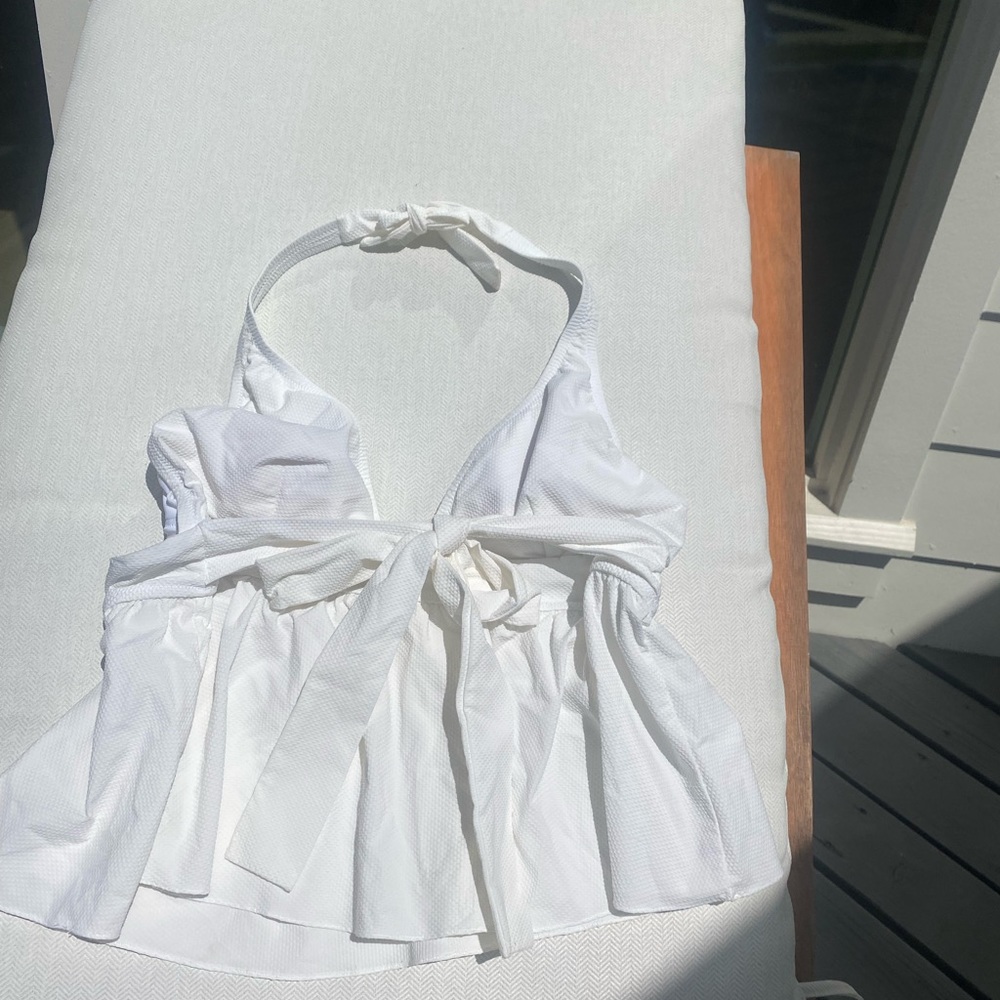 White Pique JCrew Halter Swim Top